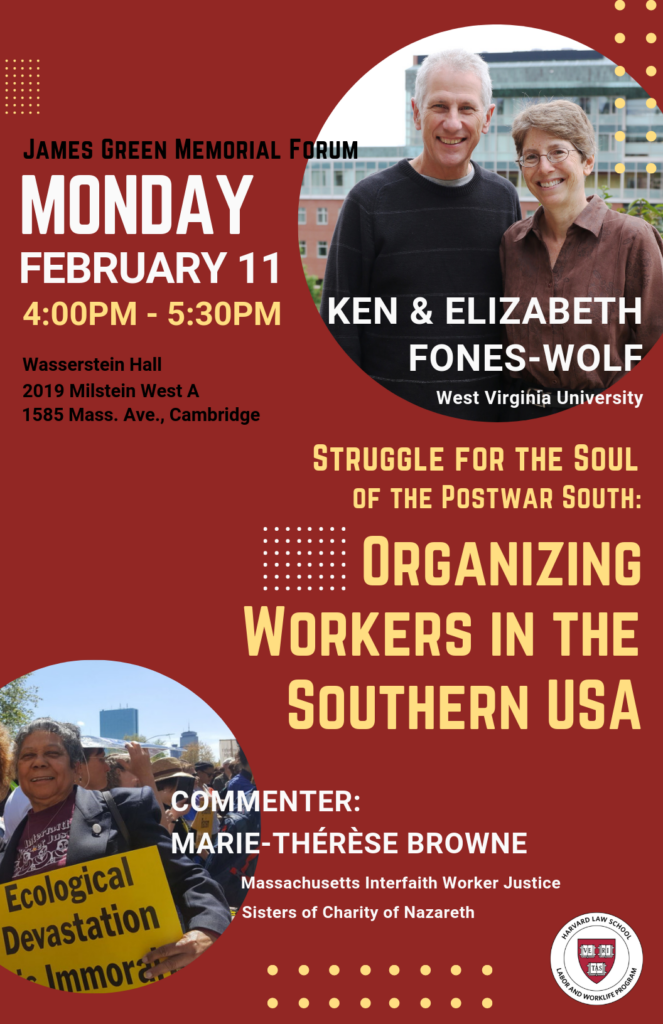 Poster for an event called Organizing Workers in the Southern USA