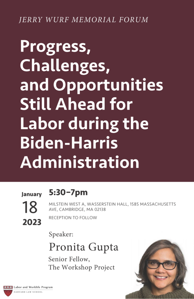 Poster for a forum called Progress, Challenges, and Opportunities Still Ahead for Labor during the Biden-Harris Administration