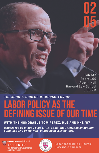 Poster for an event called Labor Policy as the Defining Issue of our Time