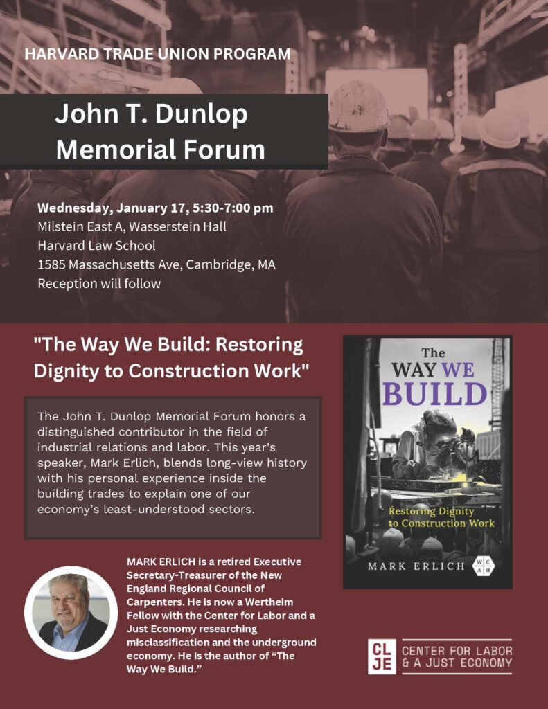 Poster for 2024 Dunlop forum:The Way We Build: Restoring Dignity to Construction Work