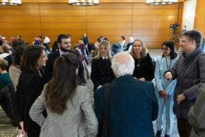 group of people talking